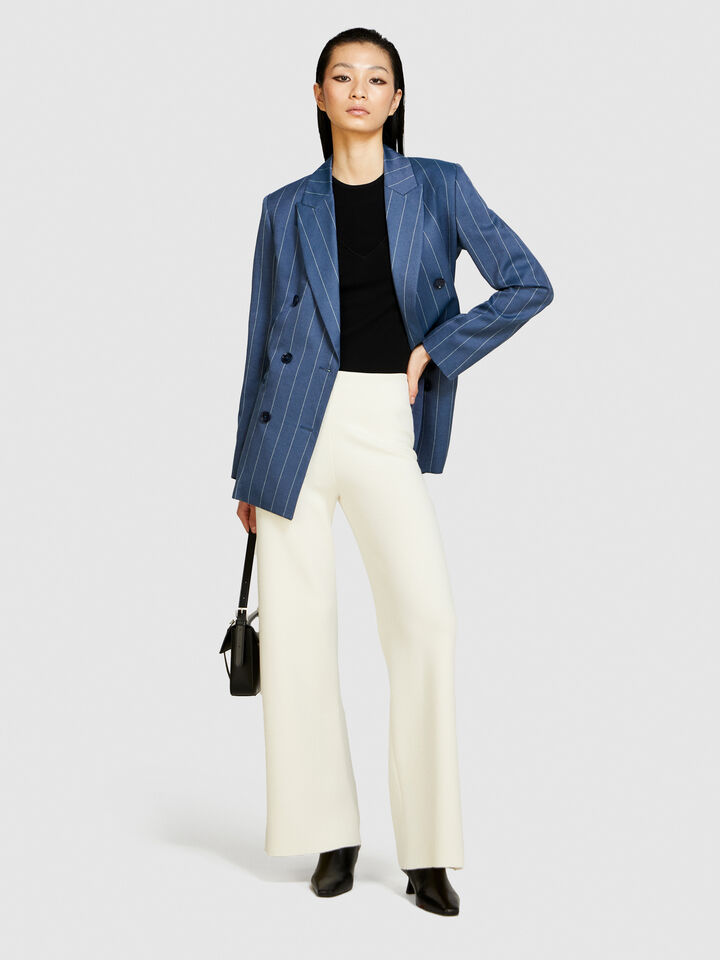 Knit trousers - women's palazzo trousers - Creamy White | Sisley image number 1